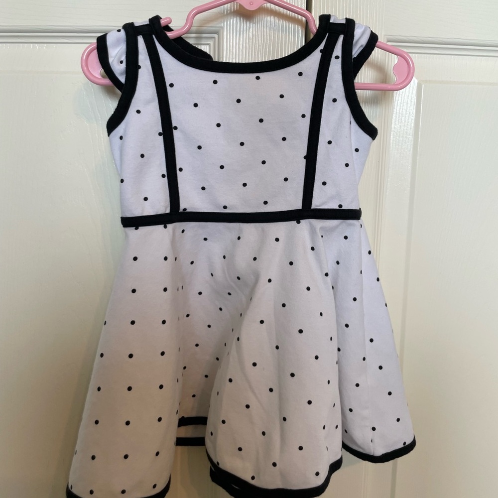 Black and white polka dot dress. 12-18 months. Janie and Jack. W/ white bloomers